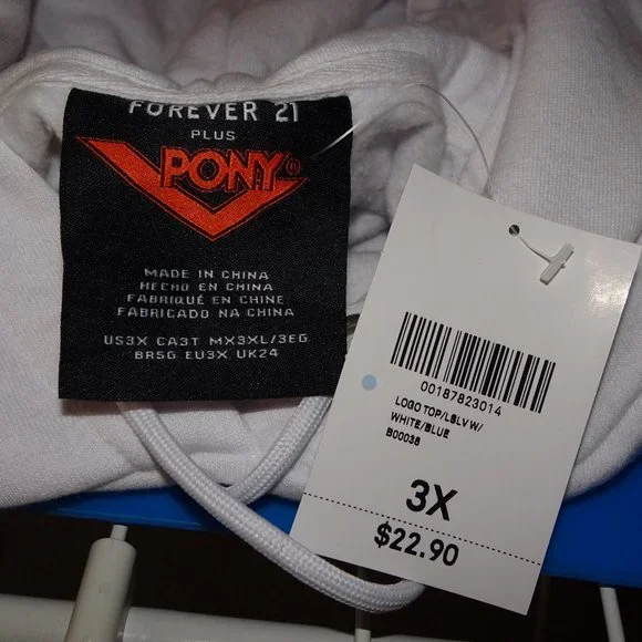Pony x Forever 21+ Cropped White Hoodie - Picture 5 of 6